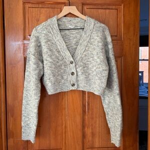 Garage Grey Cropped Cardigan Sweater